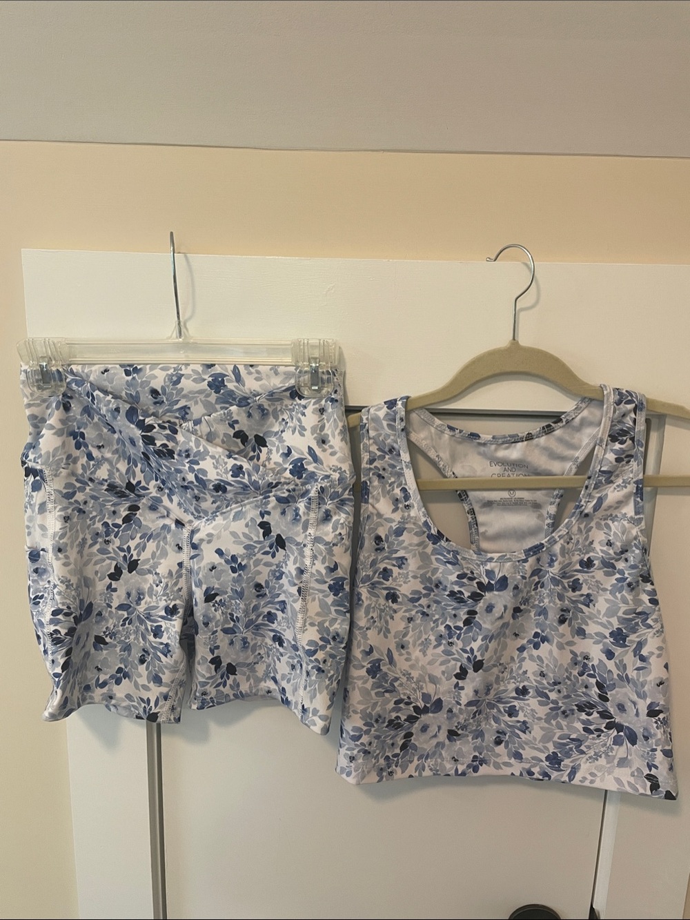 Evolution and Creation White and Blue Floral Crop Top